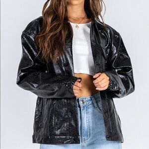 Princess Polly Croc-Embossed Black Jacket